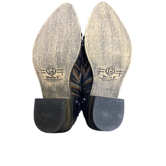 Cirkle G Leather Studded Ankle Booties Brown Size 7.5 - Picture 7 of 9